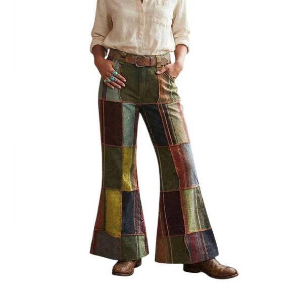 JAYLI Pants - NEW JAYLI women's cotton patchwork outer stitching pants in olive green